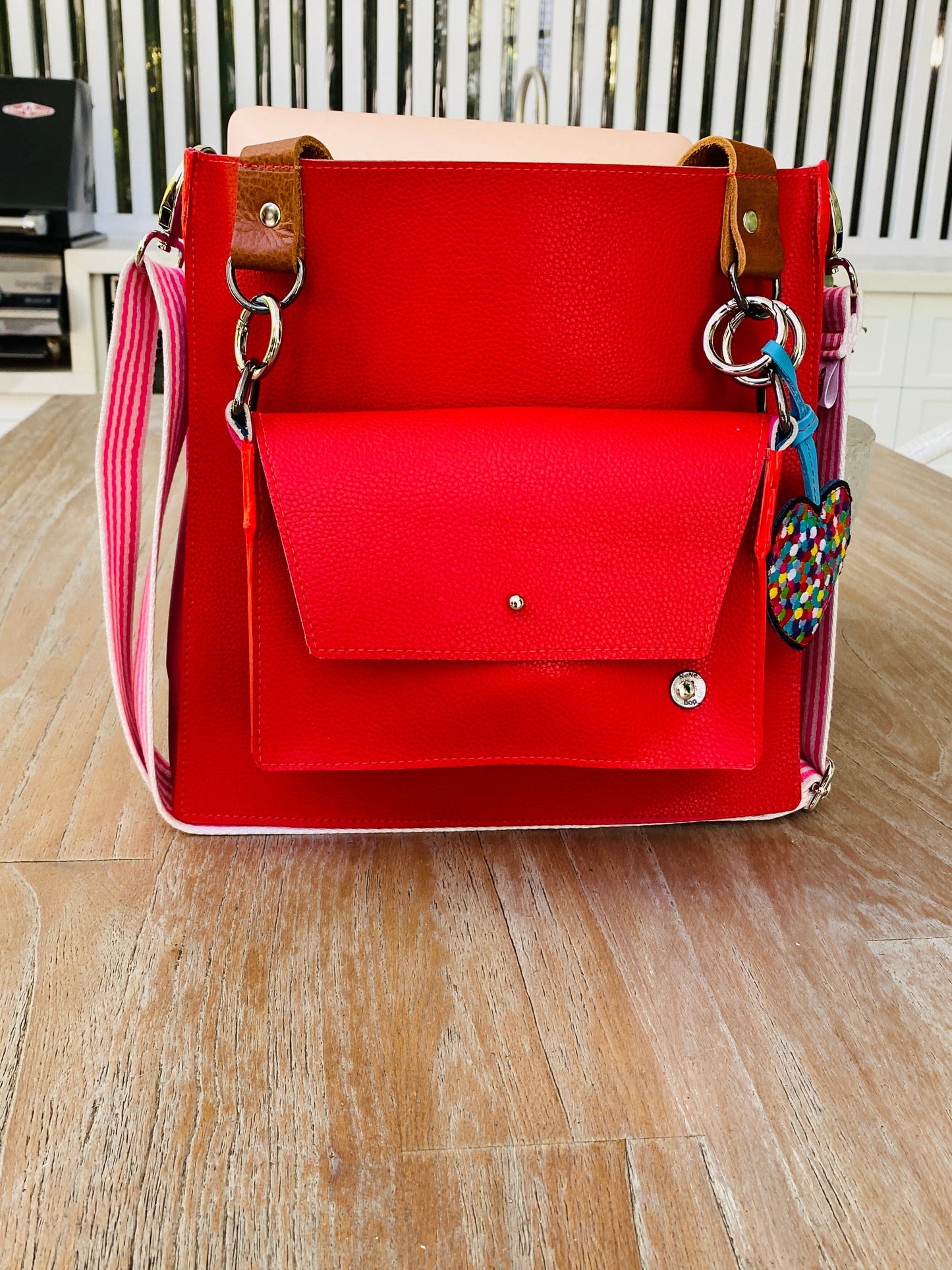 ALLY Mini - 4 in 1 Leather Bag - Red/Pink