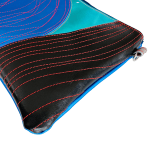 Blue Swirls - Leather Purse Plus+