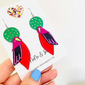 Flock 29 - Hand Painted Leather Earrings