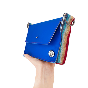 ALLY Mini - 4 in 1 Leather Bag - Electric Blue Glitter Rainbow