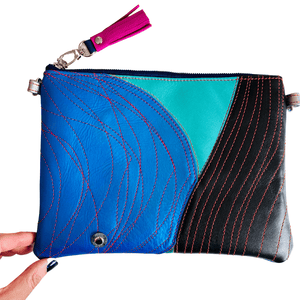 Blue Swirls - Leather Purse Plus+