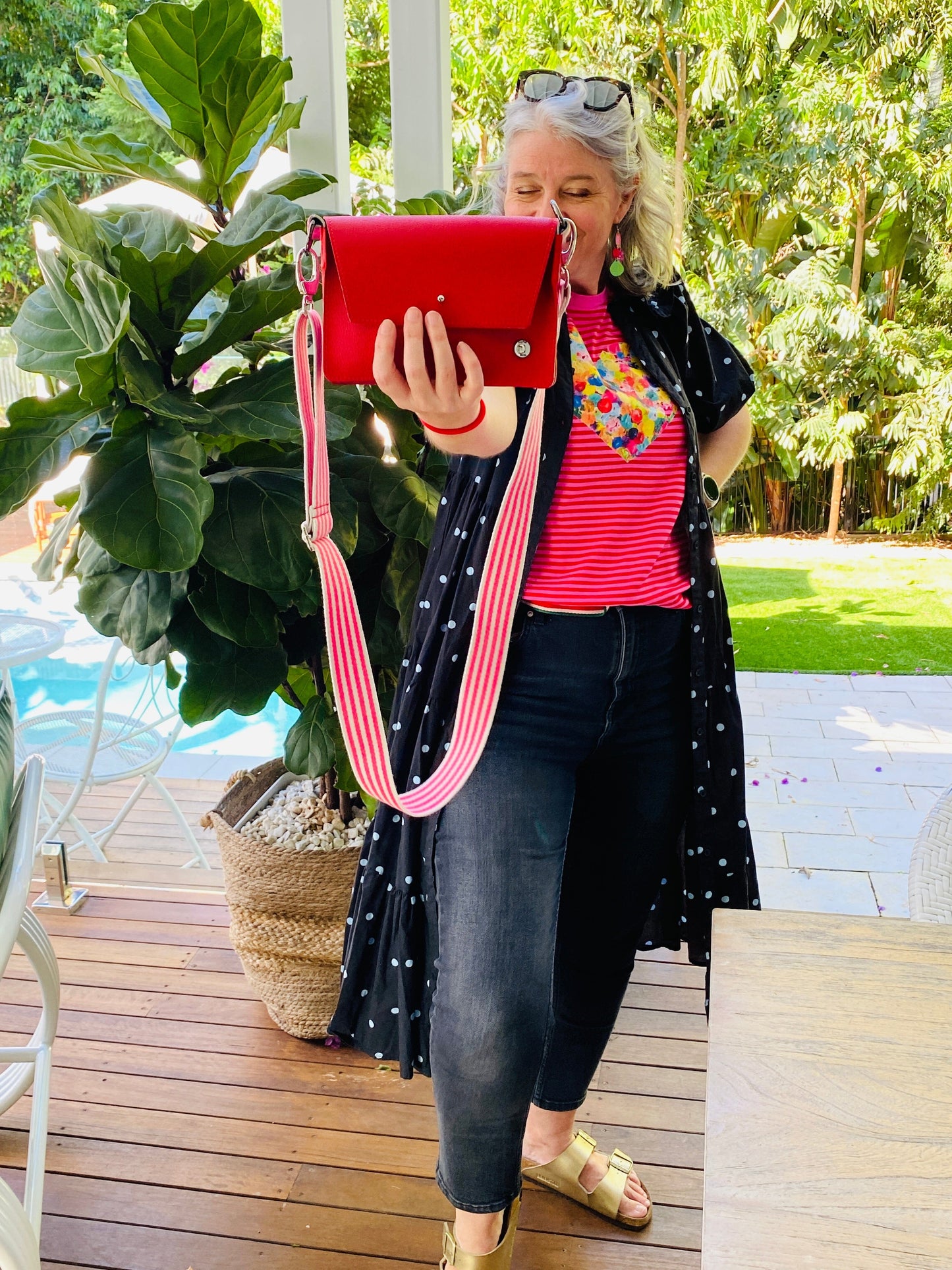 ALLY Mini - 4 in 1 Leather Bag - Red/Pink