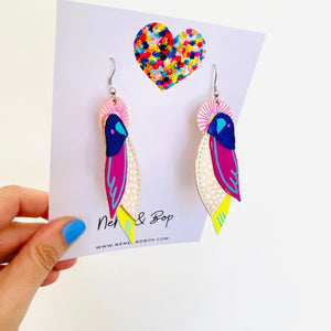 Flock 1 - Hand Painted Leather Earrings