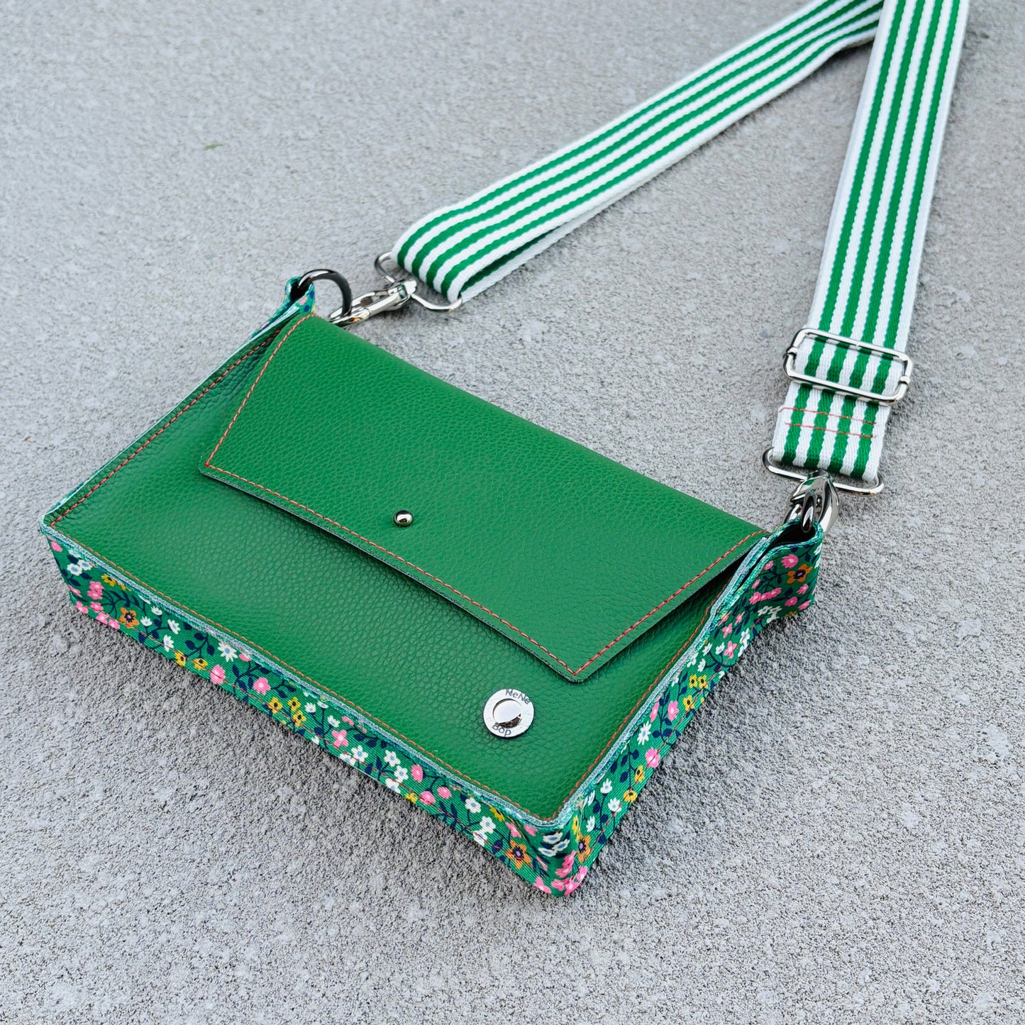 ALLY Mini - 4 in 1 Leather Bag - Green/Ditsy Floral