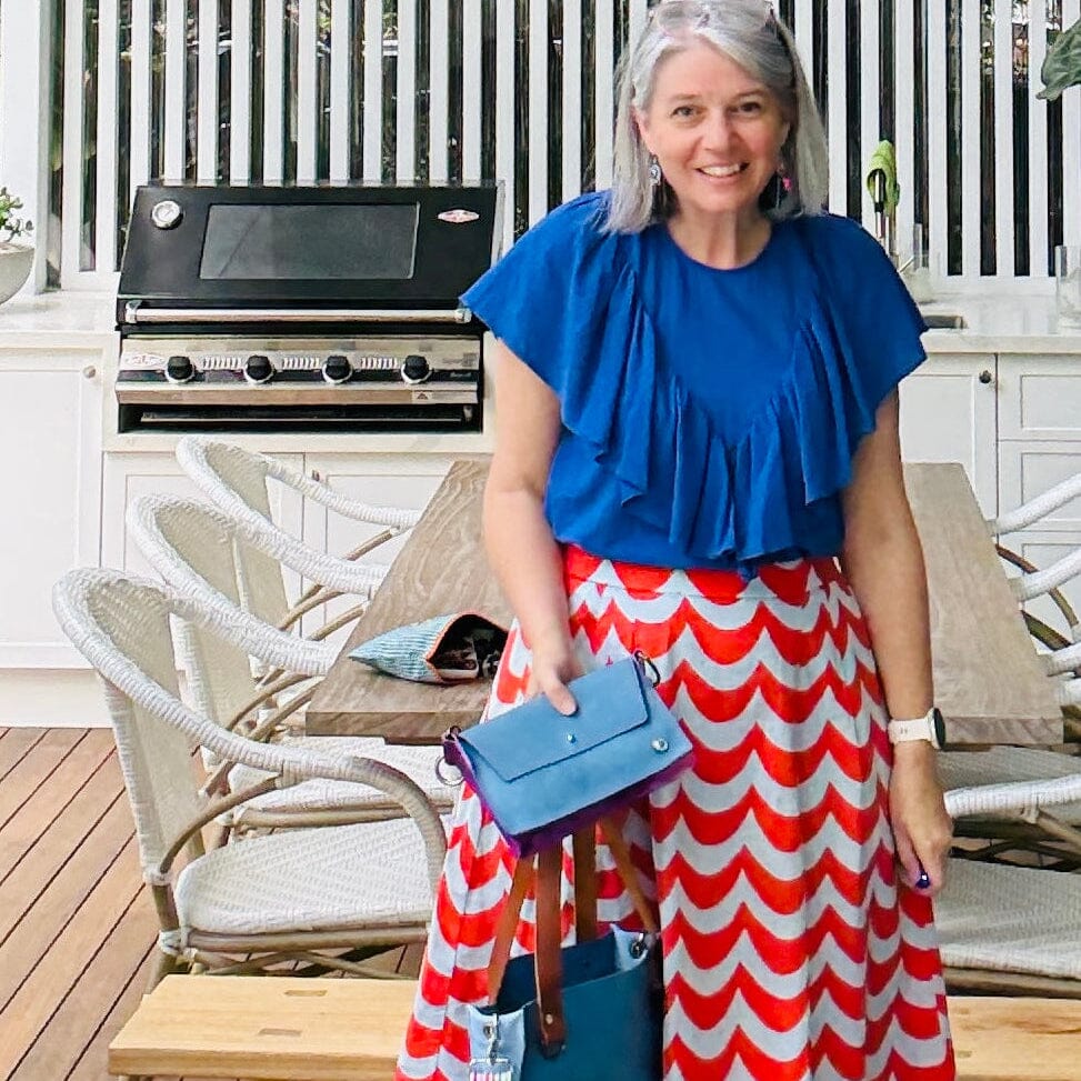 ALLY Mini - 4 in 1 Leather Bag - Denim Blue/Lilac