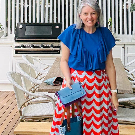 ALLY Mini - 4 in 1 Leather Bag - Denim Blue/Lilac