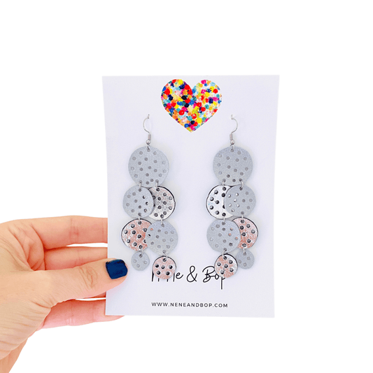 Tonal Mega - Silver Spots I - Leather Earrings