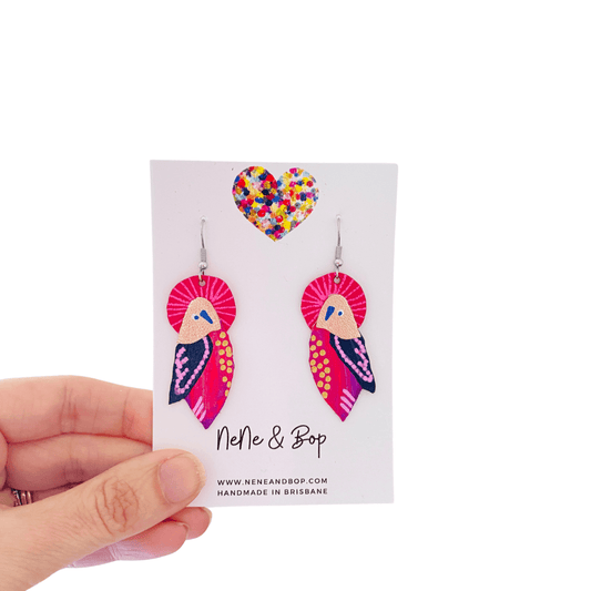 Flock Regal - Hand Painted Leather Earrings - Various sizes