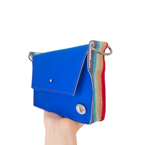 ALLY Mini - 4 in 1 Leather Bag - Electric Blue Glitter Rainbow