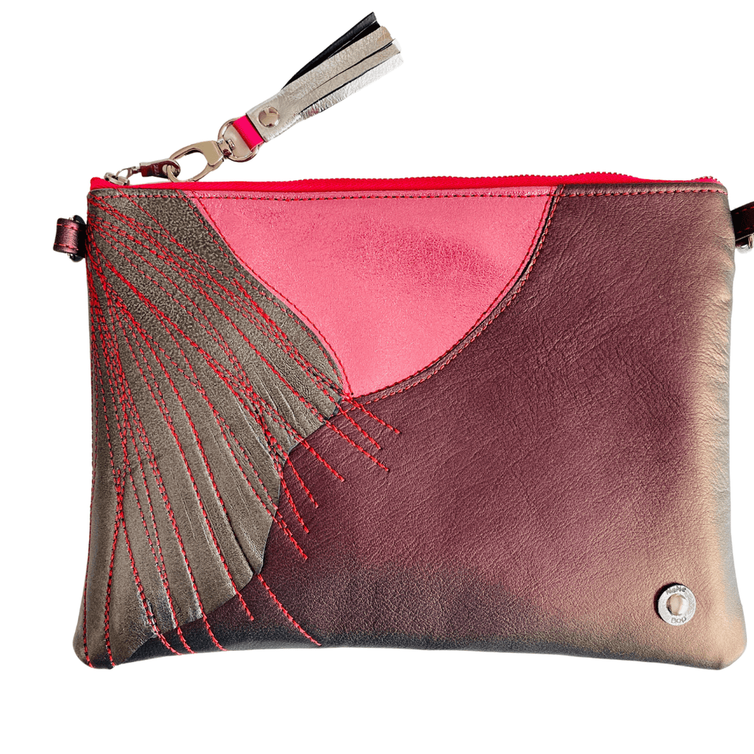 Pink Ripple Skyline - Leather Purse Plus+