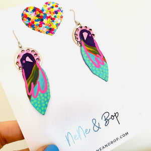 Flock 22 - Hand Painted Leather Earrings