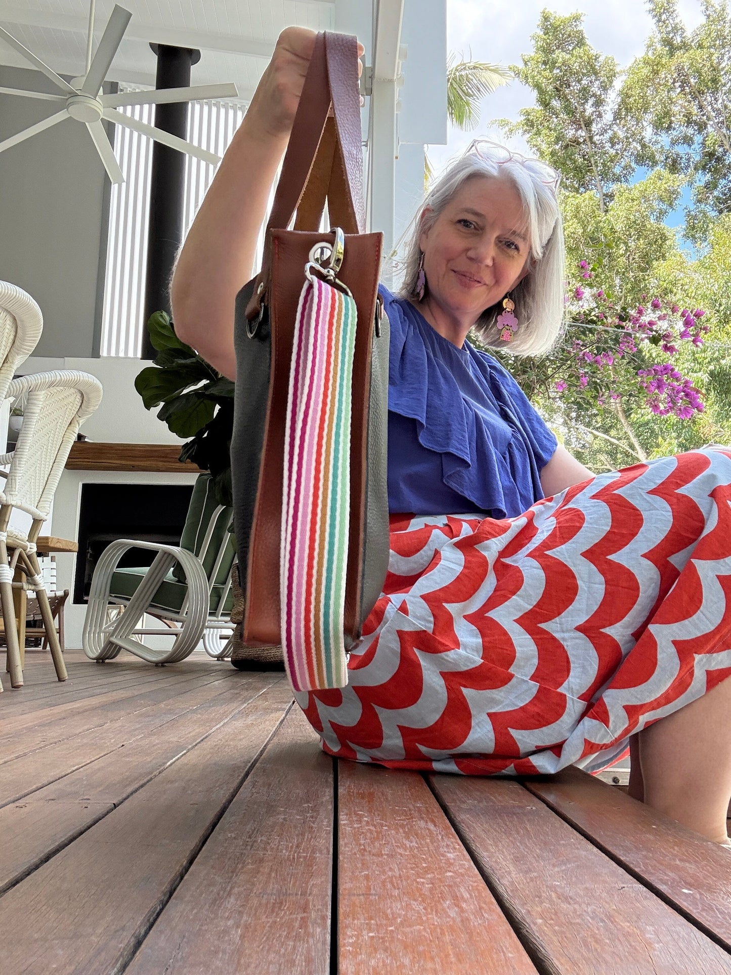 The Everyday Leather Tote - Pebble Black/Tan
