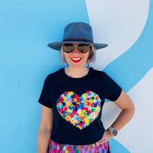 Load image into Gallery viewer, Mini Pixel Heart - Navy T&#39;Shirt