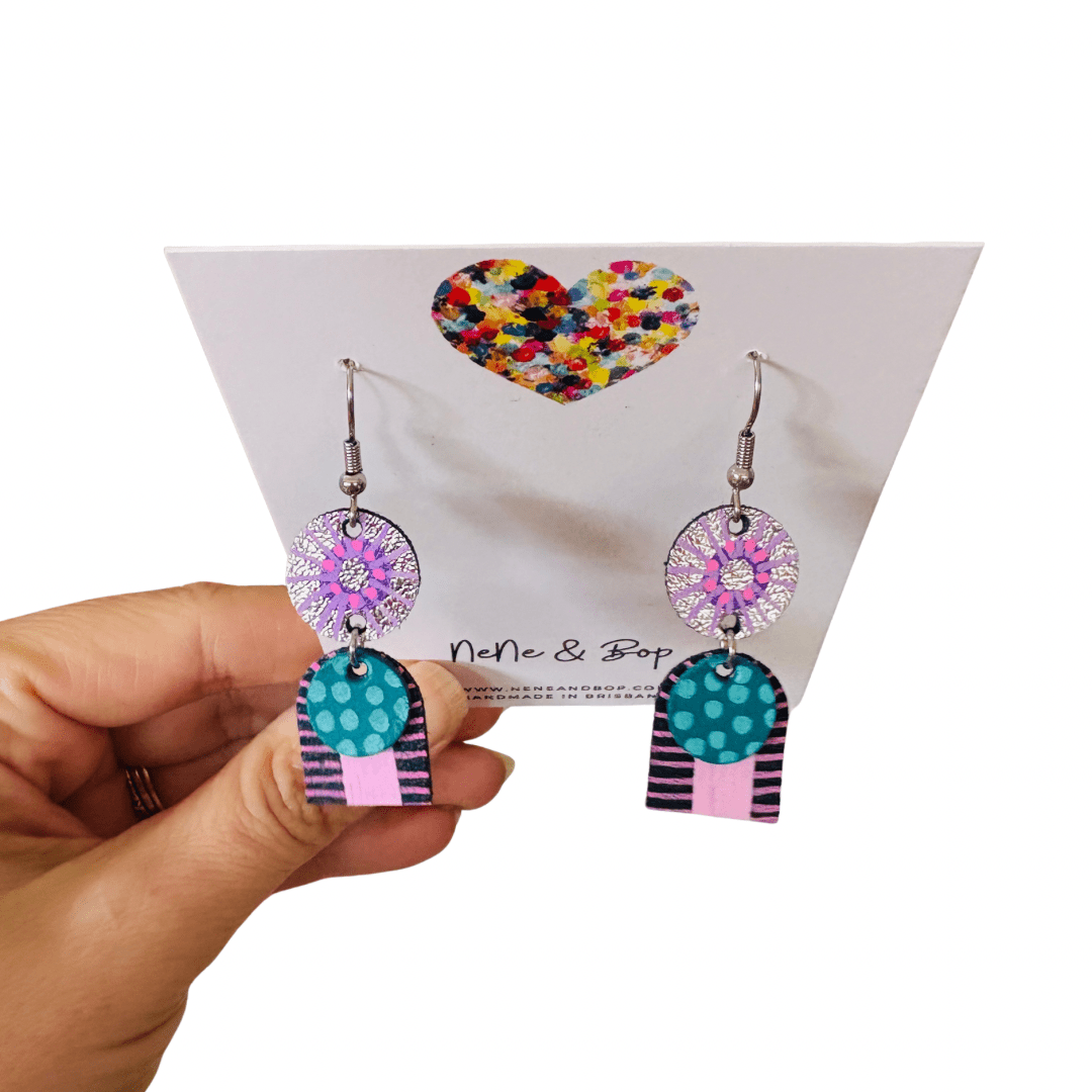 Goldilocks Collection - Pink Short - Mini - Leather Earrings