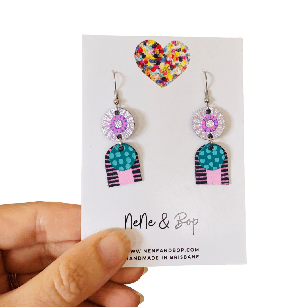 Goldilocks Collection - Pink Short - Mini - Leather Earrings