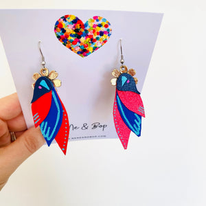 Flock 16 - Hand Painted Leather Earrings