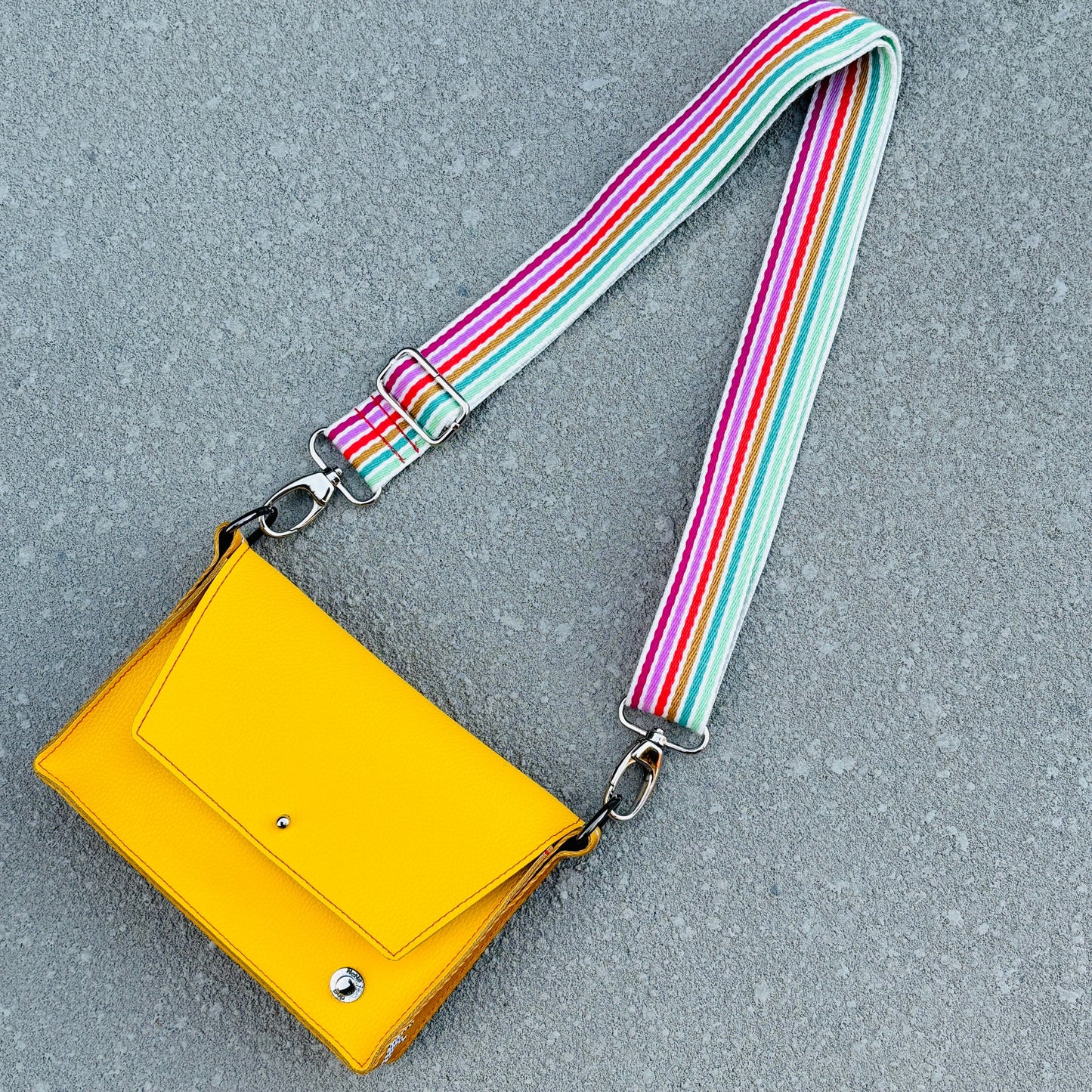 ALLY Mini - 4 in 1 Leather Bag - Sunshine Yellow/Cat