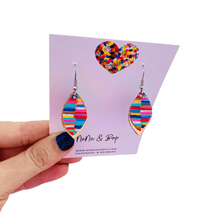 Load image into Gallery viewer, Leaf Rainbow Stripes Hand Painted Earrings - Various sizes