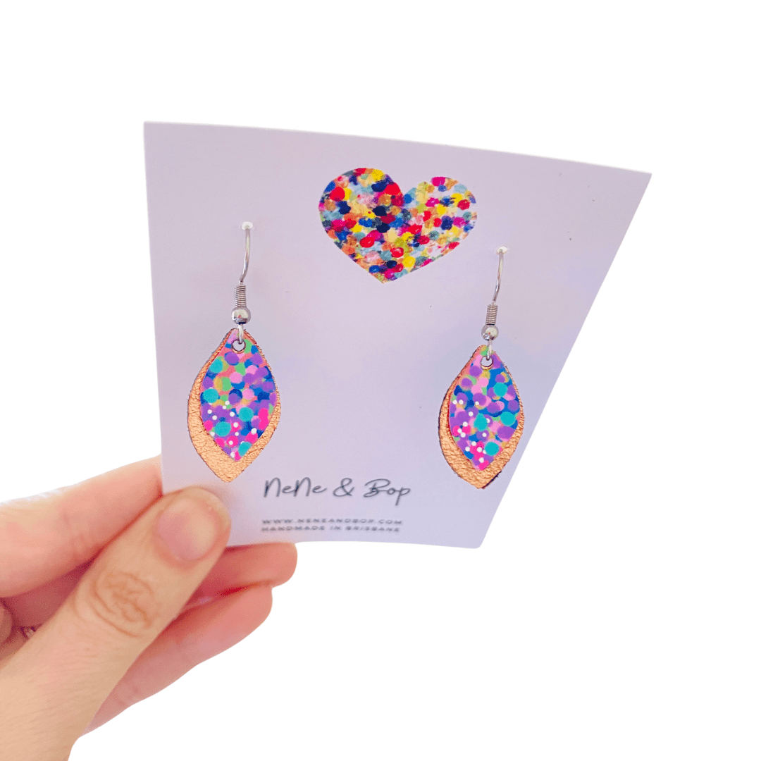 Opal Leaves Hand Painted Earrings - Various Colours