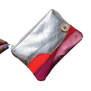 Pink Landscape - Kangaroo Leather Collage - Mini Purse