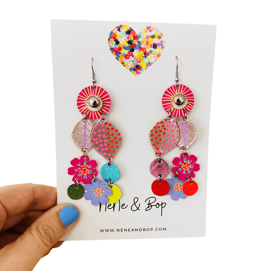 Bouquet of Blooms - Mega 1 - Leather Earrings