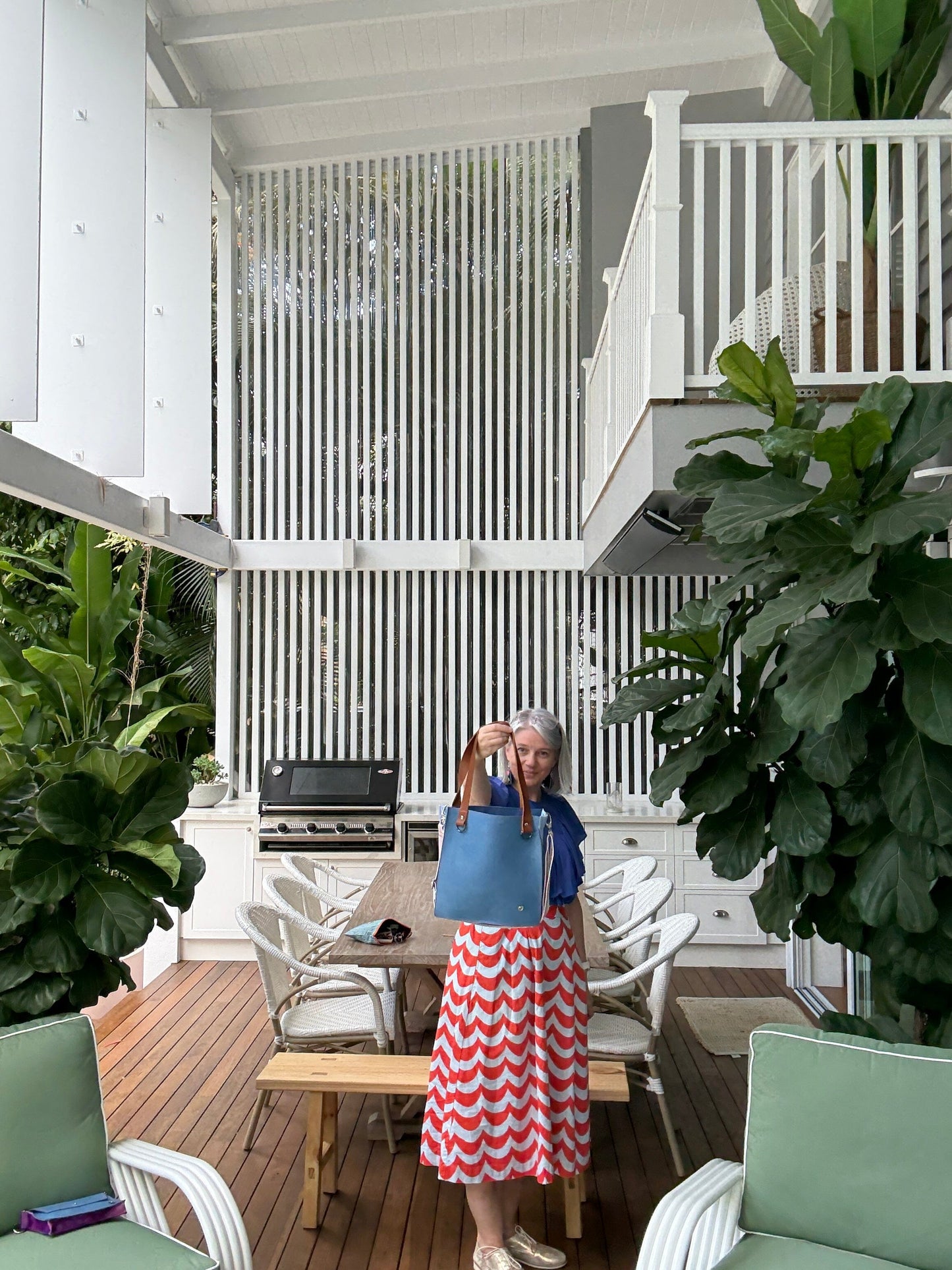 The Everyday Leather Tote - Denim Blue/Powder Blue