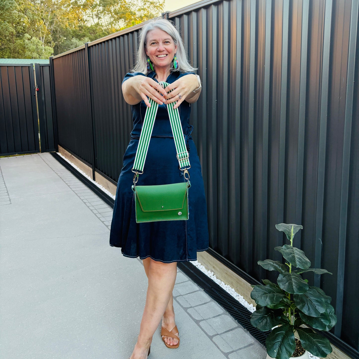 ALLY Mini - 4 in 1 Leather Bag - Green/Ditsy Floral