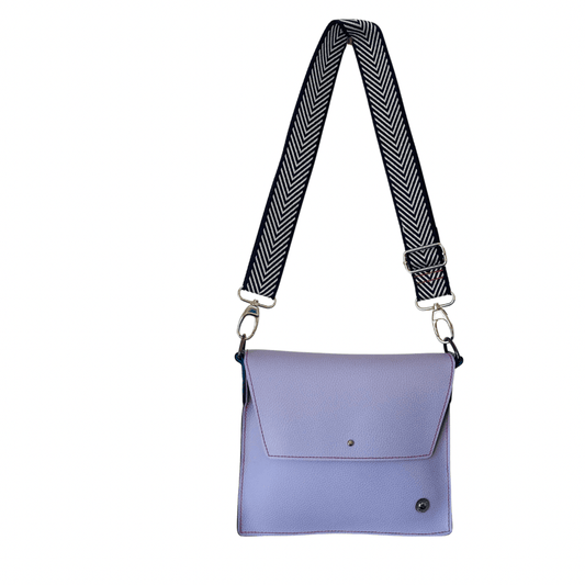 ALLY Leather Crossbody bag - Midi - Lavender Navy Chevron