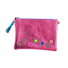 Load image into Gallery viewer, Metallic Pink Blossoms - Leather Purse Plus+