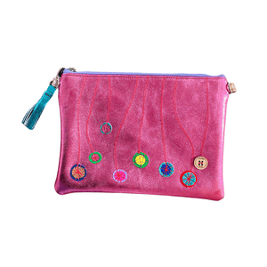 Metallic Pink Blossoms - Leather Purse Plus+