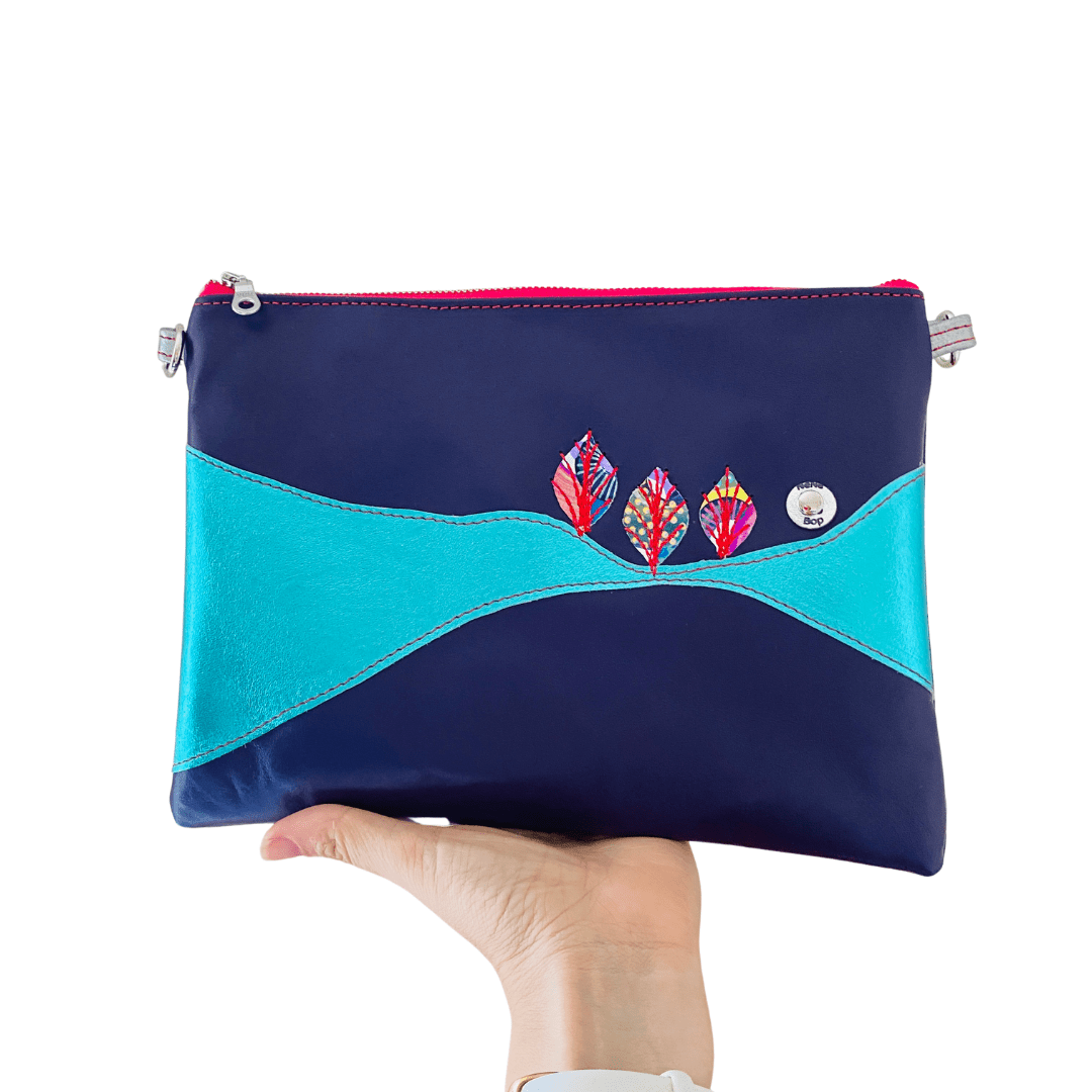 Purple Teal Landscape - Leather Purse Plus+