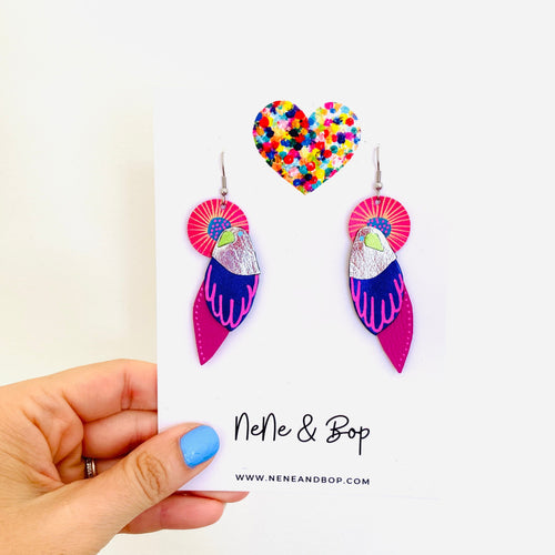 Flock 24 - Hand Painted Leather Earrings