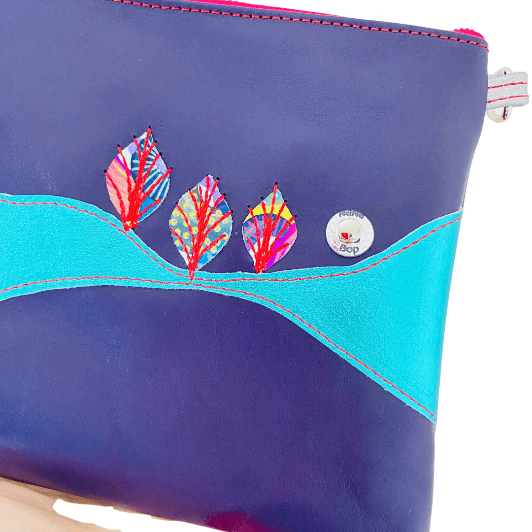 Purple Teal Landscape - Leather Purse Plus+