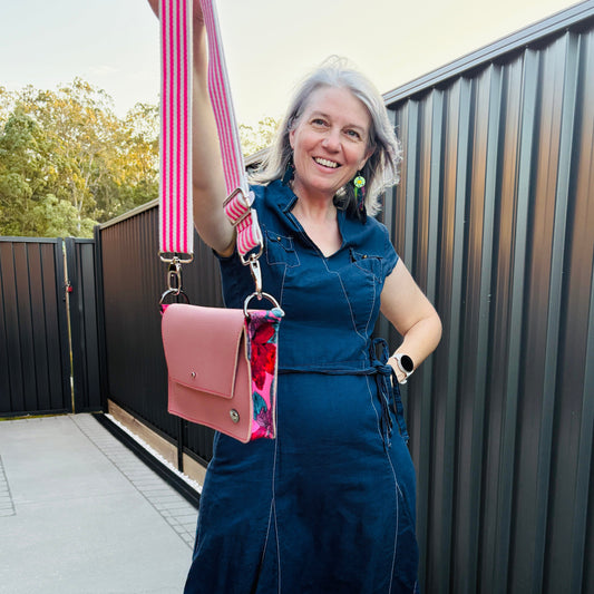 ALLY Mini - 4 in 1 Leather Bag - Dusty Pink/Floral