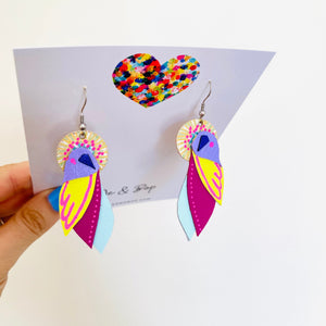 Flock 3 - Hand Painted Leather Earrings