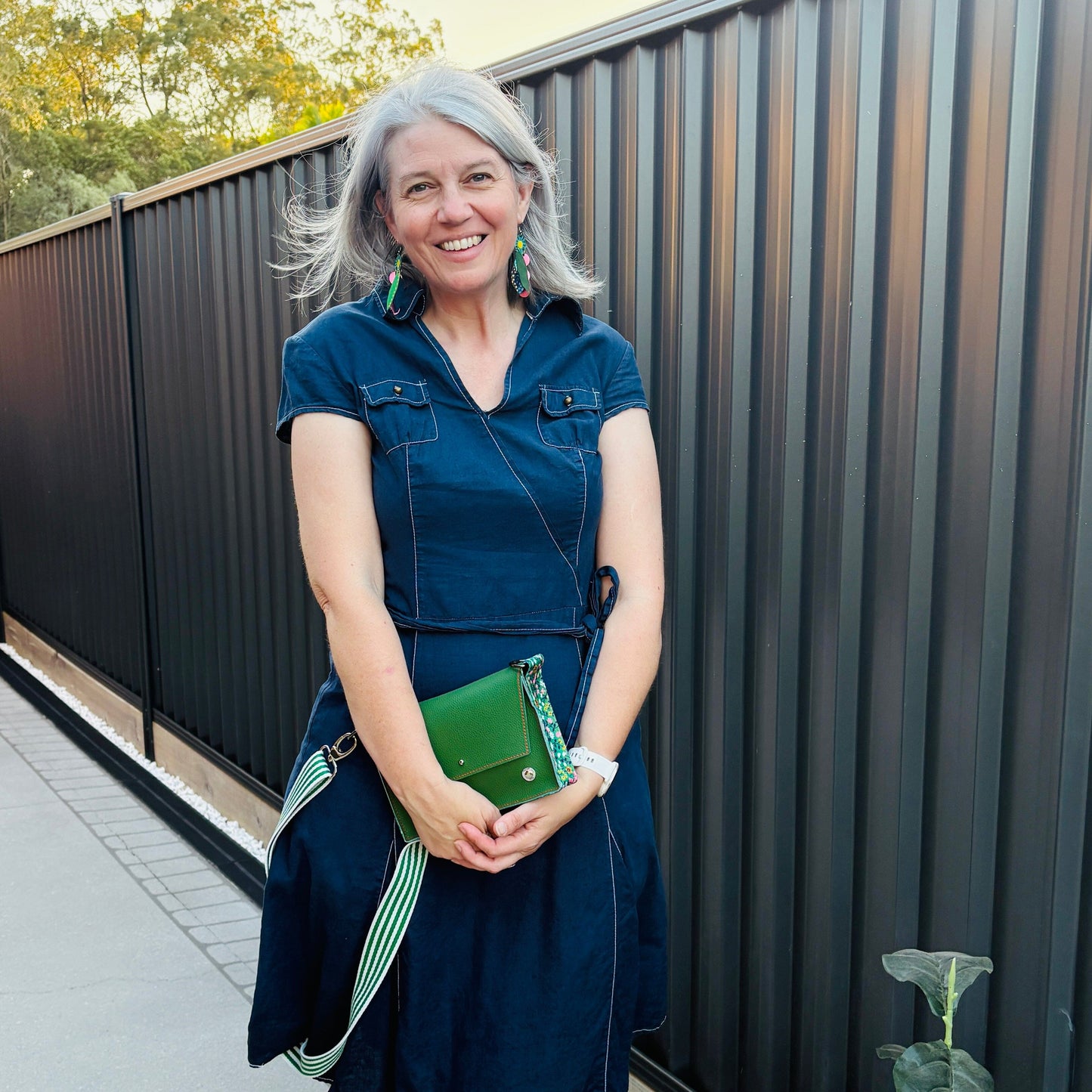 ALLY Mini - 4 in 1 Leather Bag - Green/Ditsy Floral