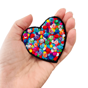 Rainbow Heart Embroidery Brooch with hand beading