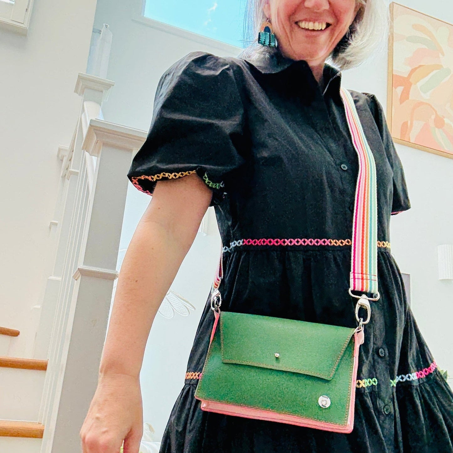 ALLY Mini - 4 in 1 Leather Bag - Green/Blush