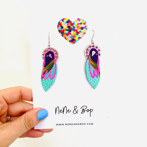 Flock 22 - Hand Painted Leather Earrings