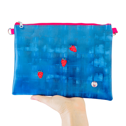 Hand-painted Strawberry Picnic - Leather Purse Plus+