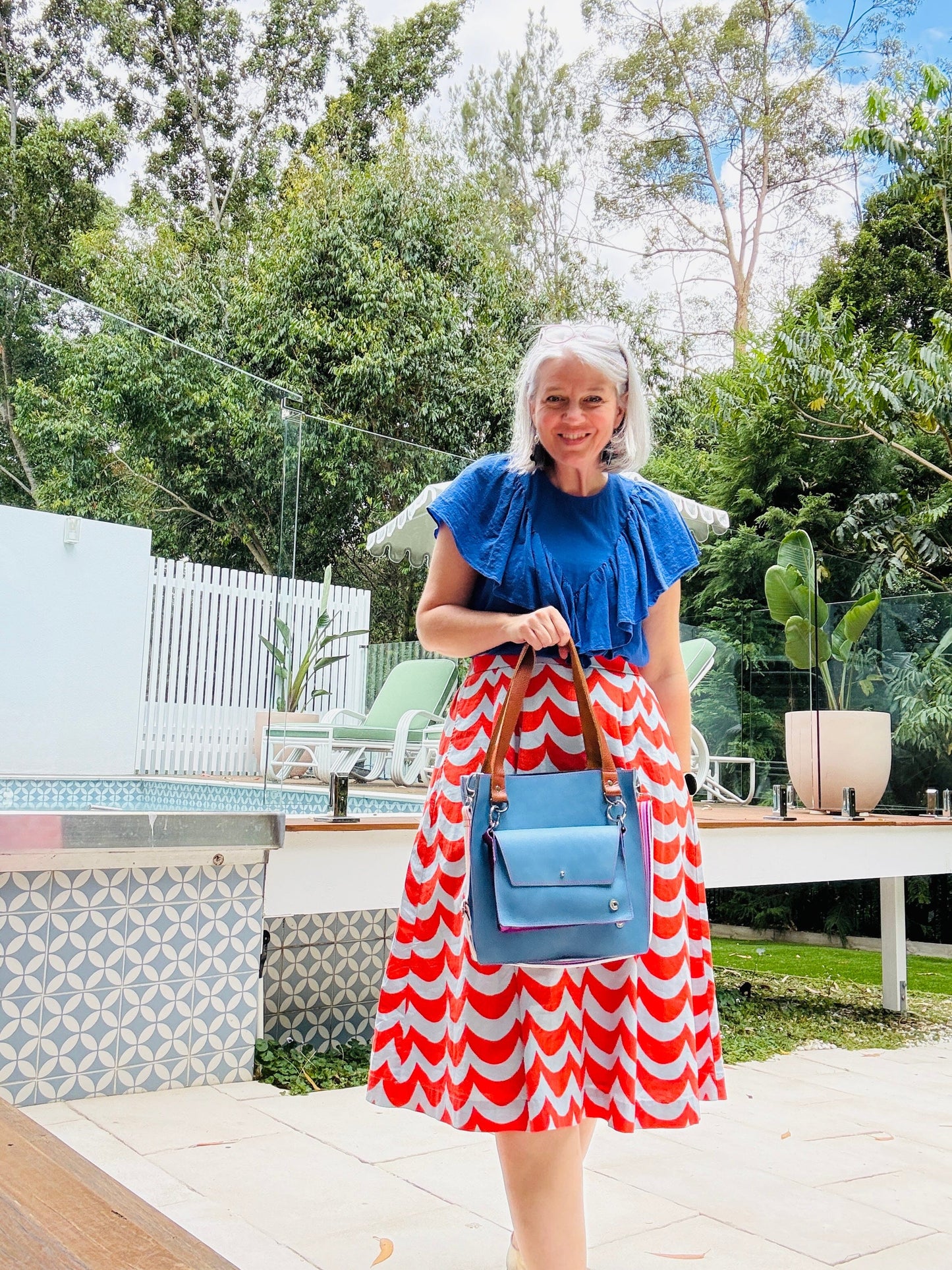 ALLY Mini - 4 in 1 Leather Bag - Denim Blue/Lilac