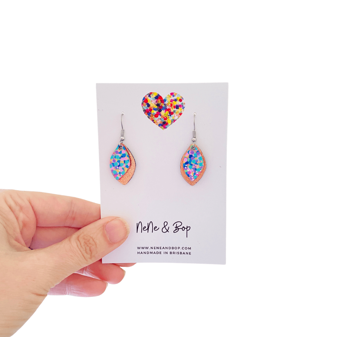 Opal Leaves Hand Painted Earrings - Various Colours