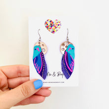 Load image into Gallery viewer, Flock 28 - Hand Painted Leather Earrings
