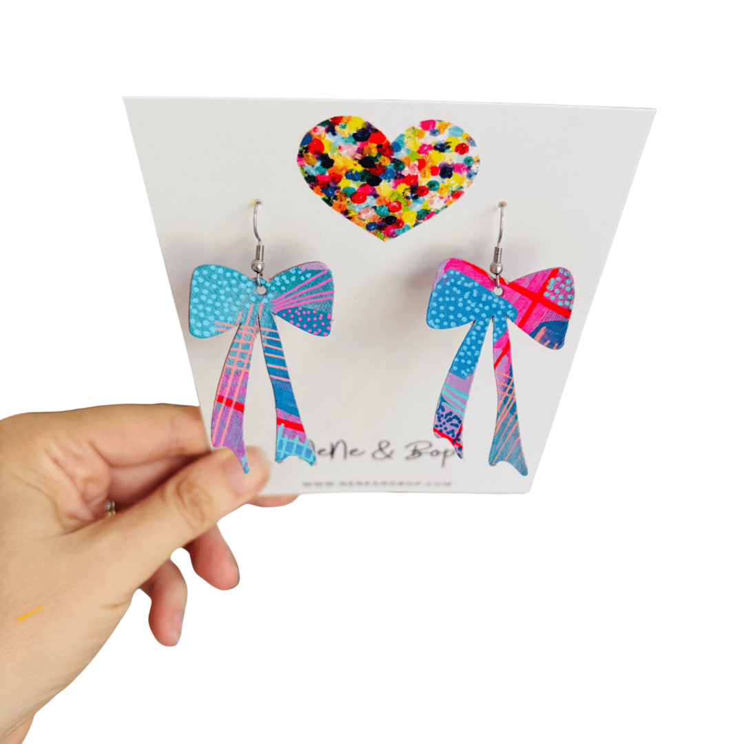Bow-tiful Plaid - Leather Earrings