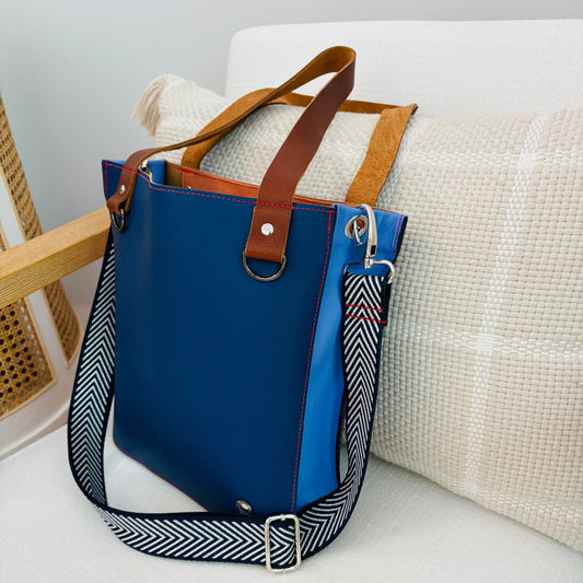 The Everyday Leather Tote - Deep Blue Periwinkle