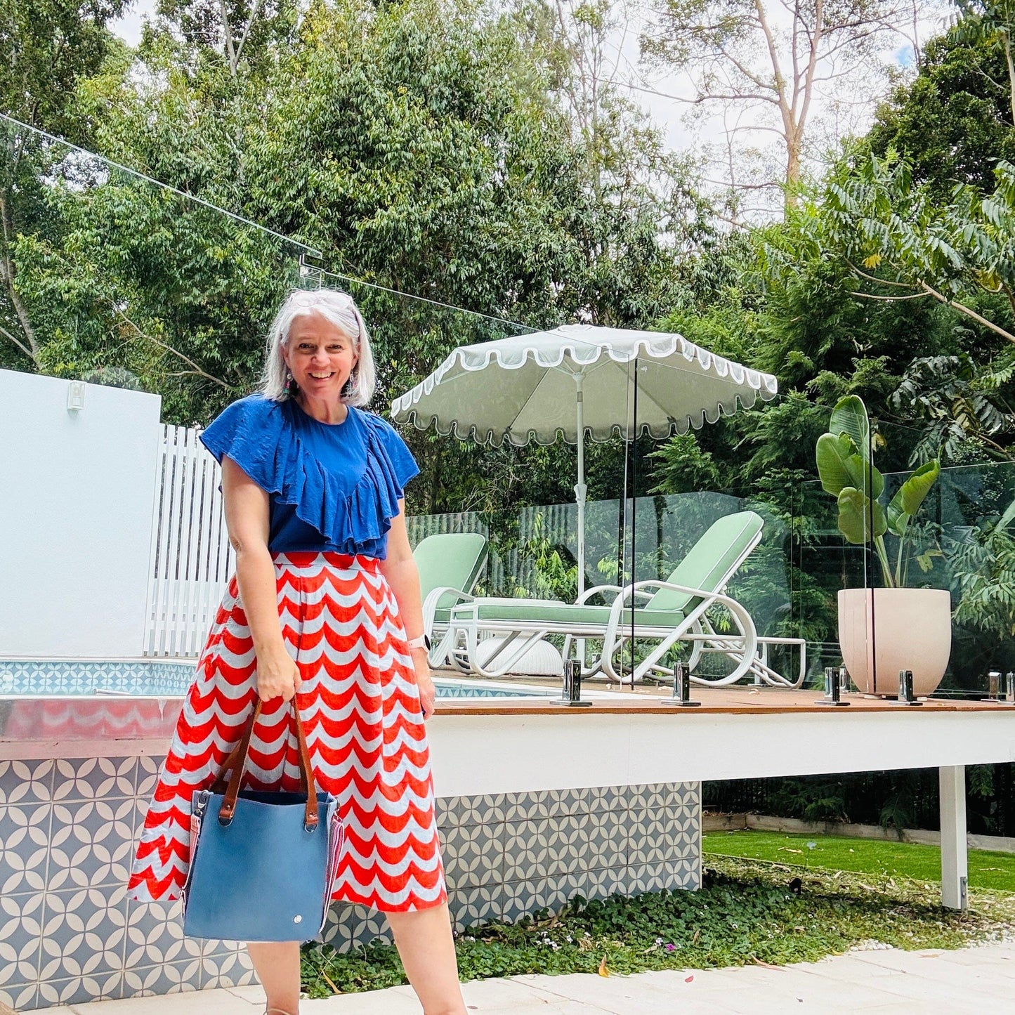The Everyday Leather Tote - Denim Blue/Powder Blue