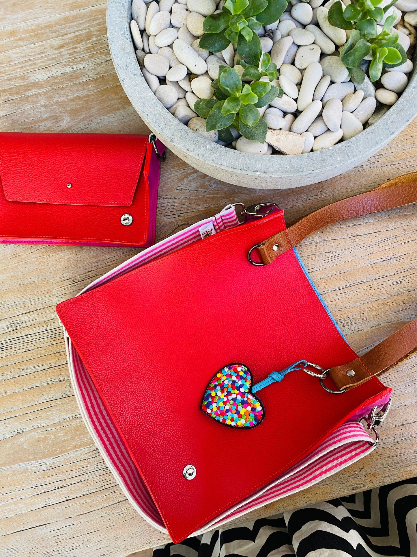 ALLY Mini - 4 in 1 Leather Bag - Red/Pink