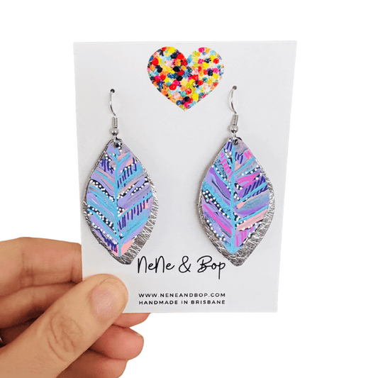 Lilac Leaf Hand Painted Earrings