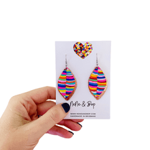 Load image into Gallery viewer, Leaf Rainbow Stripes Hand Painted Earrings - Various sizes