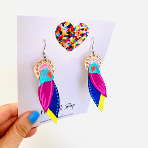 Flock 19 - Hand Painted Leather Earrings